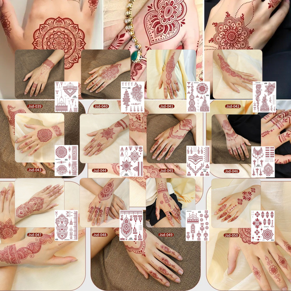 Mehndi-Style Waterproof Henna Tattoo Sticker Sheets - Imported Highly Quality Fine-Line Printing