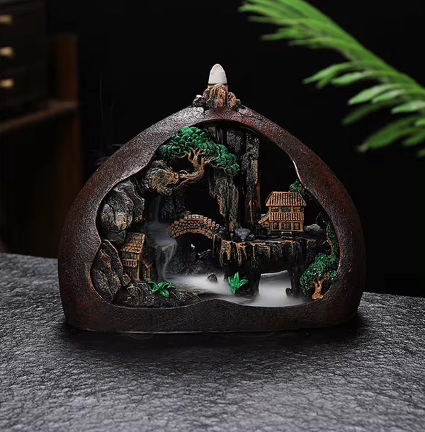 Backflow Incense Holder with Aromatherapeutic Incense Cones – Mountain Village Design