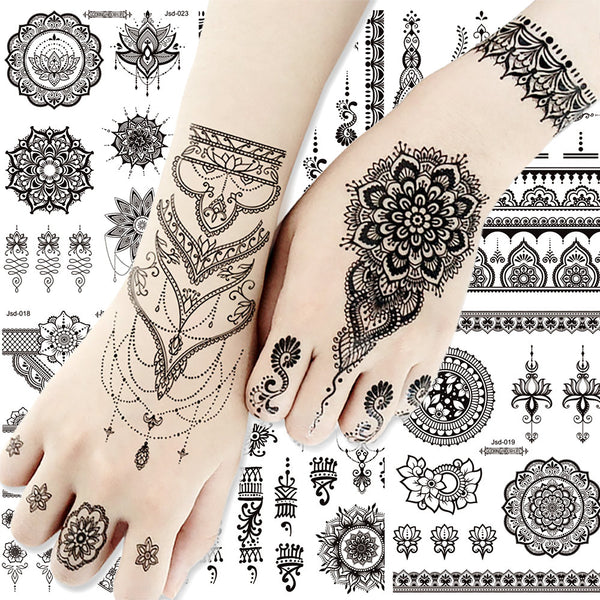 Black Body Art Waterproof Stickers – 20 Exclusive Designs  - Mehndi, Butterfly and Fairy Patterns