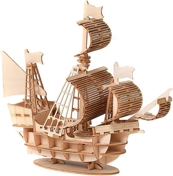 3D Wooden DIY Mosaic Puzzle – Sailboat Assembly Kit for Kids